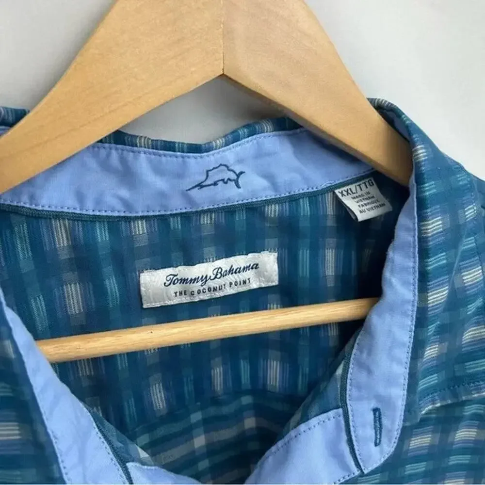 Tommy Bahama Men's Blue Plaid‎ Shirt XXL - Picture 3 of 6